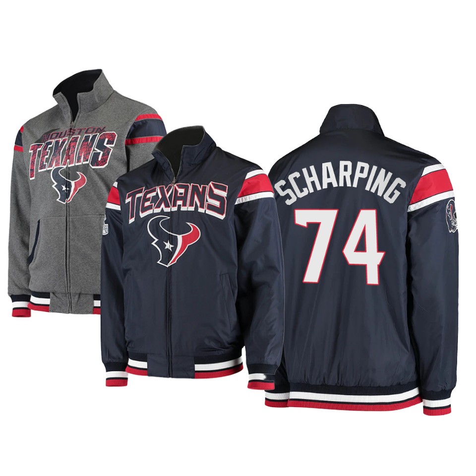 max scharping texans navy charcoal offside reversible full zip jacket