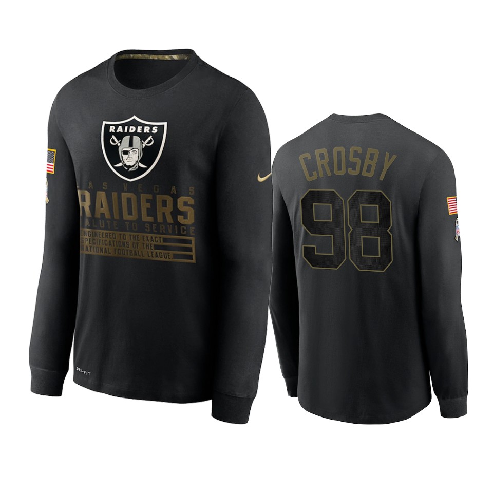 maxx crosby raiders black 2020 salute to service sideline performance long sleeve t shirt
