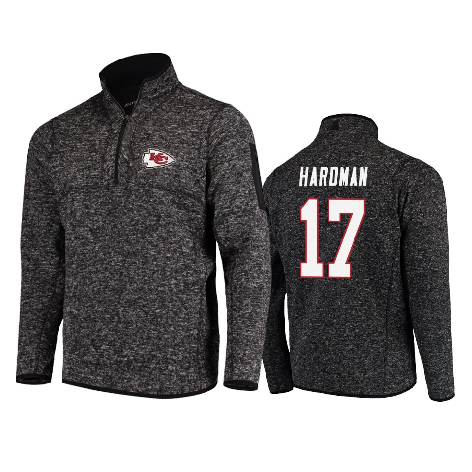 mecole hardman chiefs heather black fortune quarter zip jacket