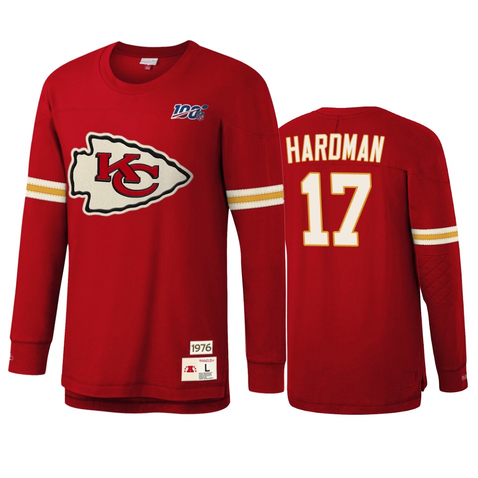 mecole hardman chiefs red nfl 100 long sleeve t shirt