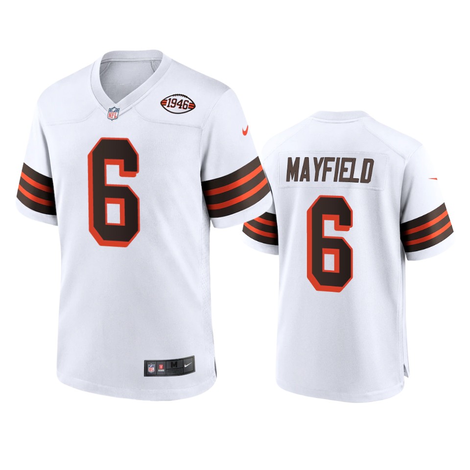 men's baker mayfield browns white alternate game 1946 collection jersey