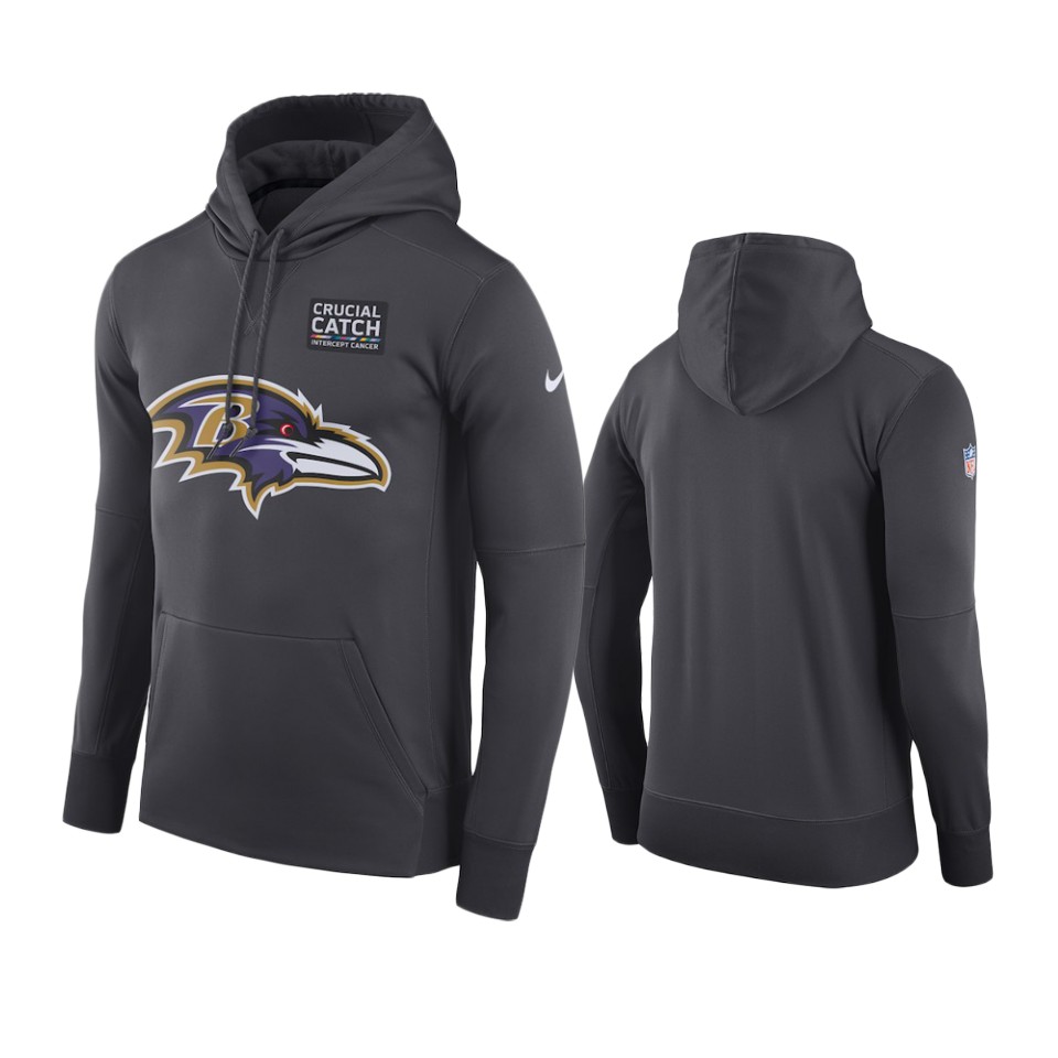 men's baltimore ravens anthracite crucial catch performance hoodie