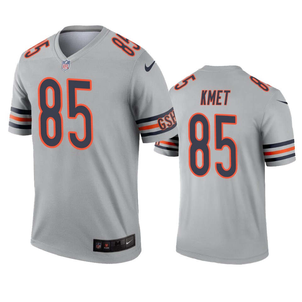 men's bears cole kmet silver inverted legend jersey