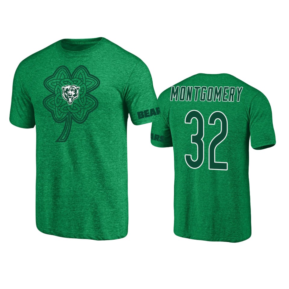 men's bears david montgomery heathered kelly green st. patrick's day paddy's pride t shirt
