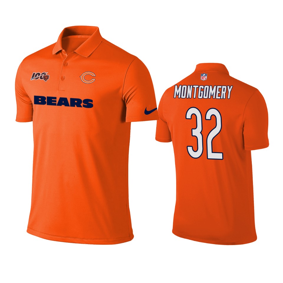 men's bears david montgomery orange 100th season polo