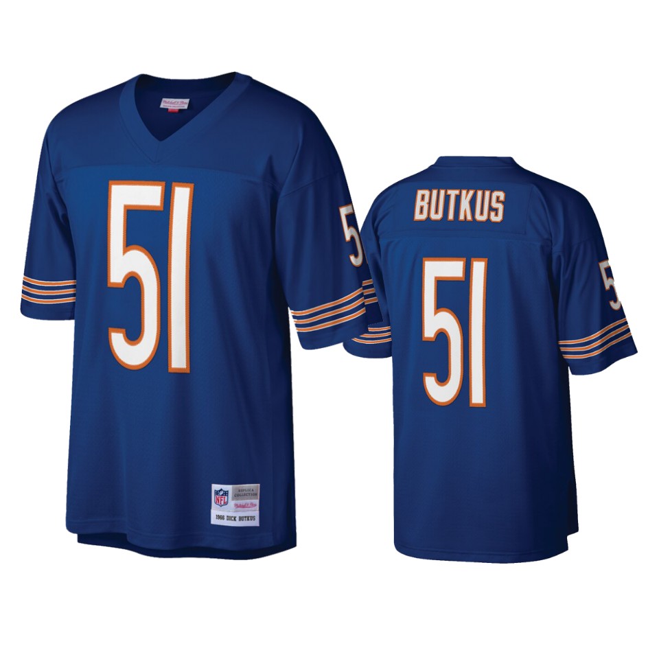 men's bears dick butkus navy blue replica jersey