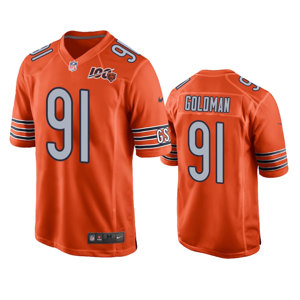 men's bears eddie goldman orange 100th season game jersey
