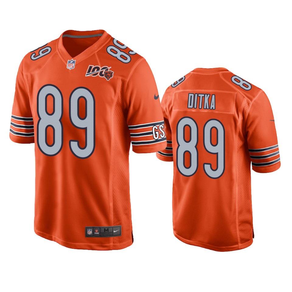 men's bears mike ditka orange 100th season game jersey