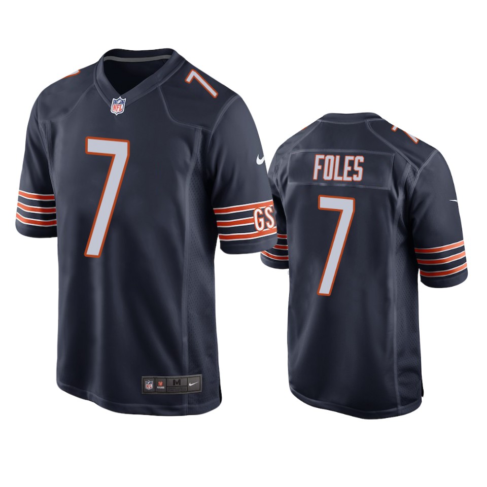 men's bears nick foles navy game jersey