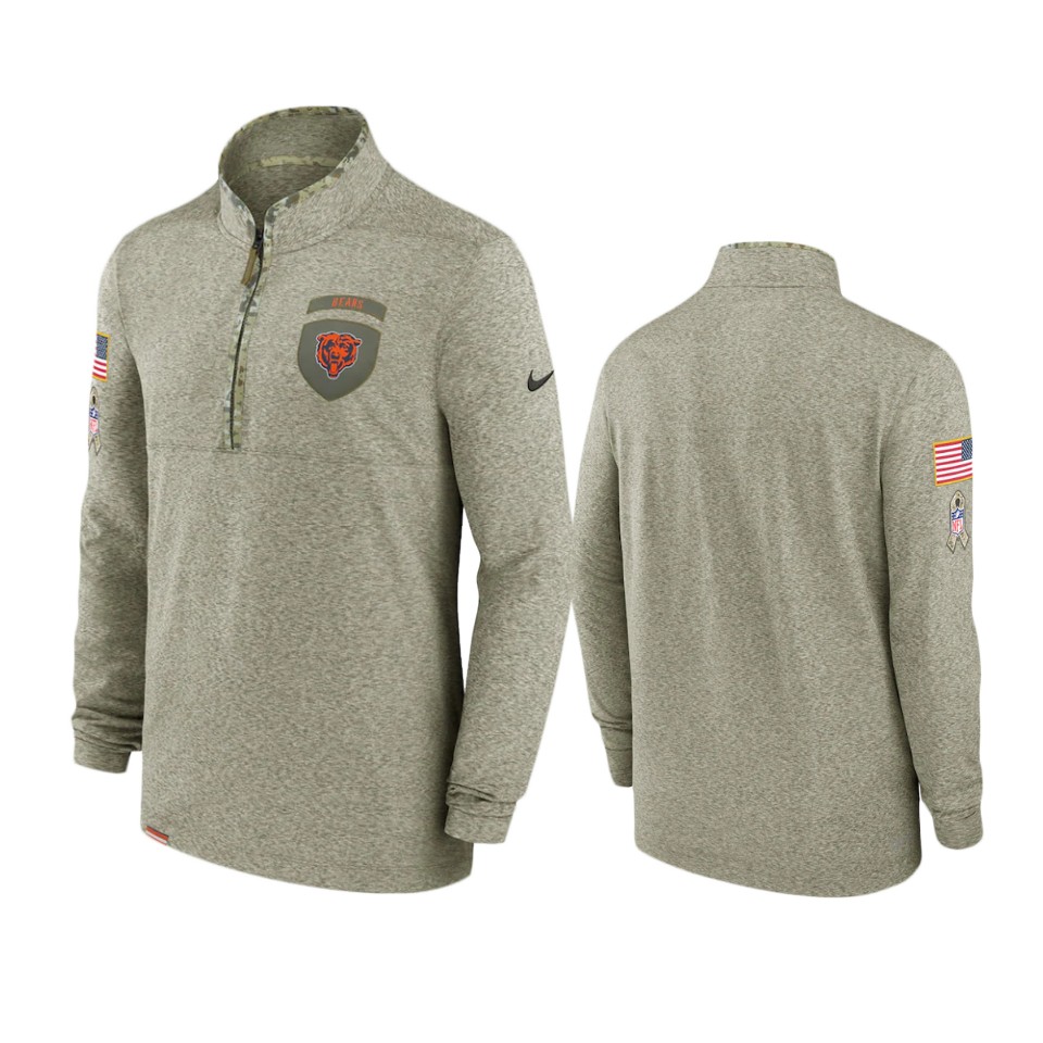 men's bears olive 2022 salute to service shield quarter zip jacket