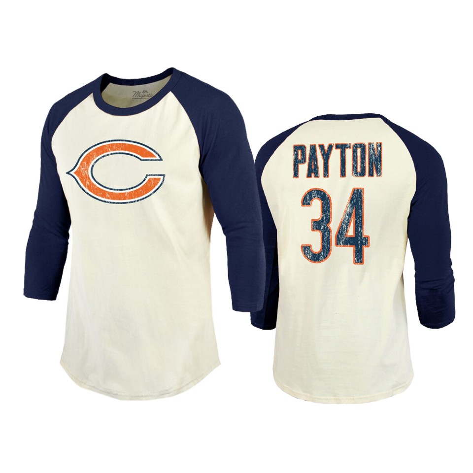 men's bears walter payton cream navy vintage inspired t shirt