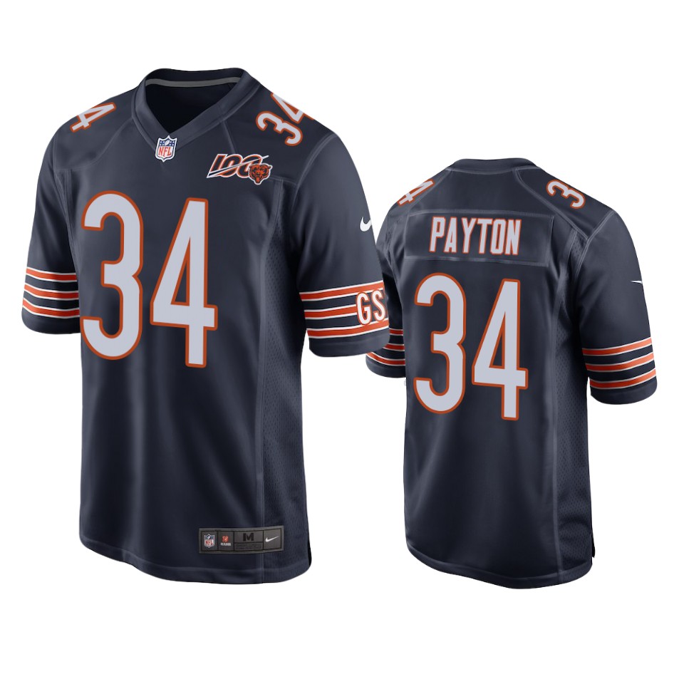men's bears walter payton navy 100th anniversary game jersey