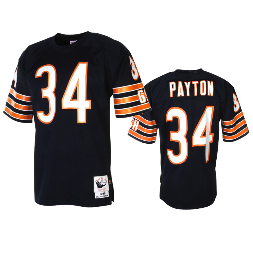 men's bears walter payton navy blue 1985 authentic throwback jersey