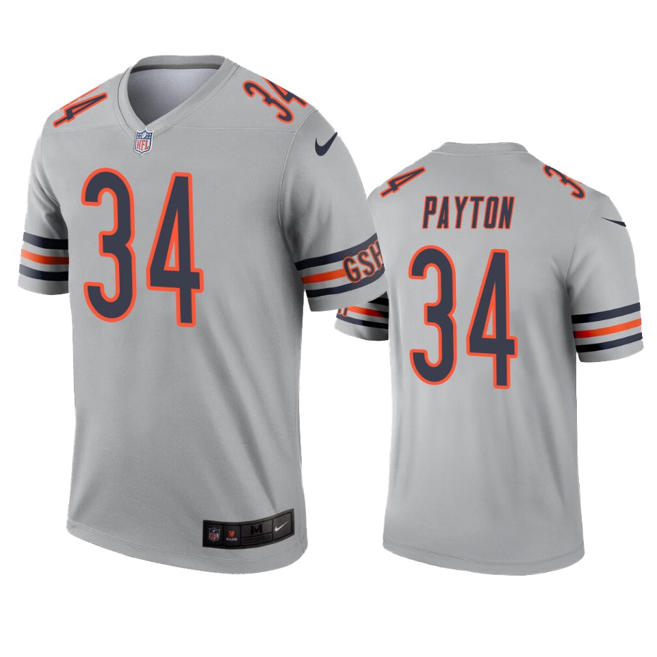 men's bears walter payton silver inverted legend jersey