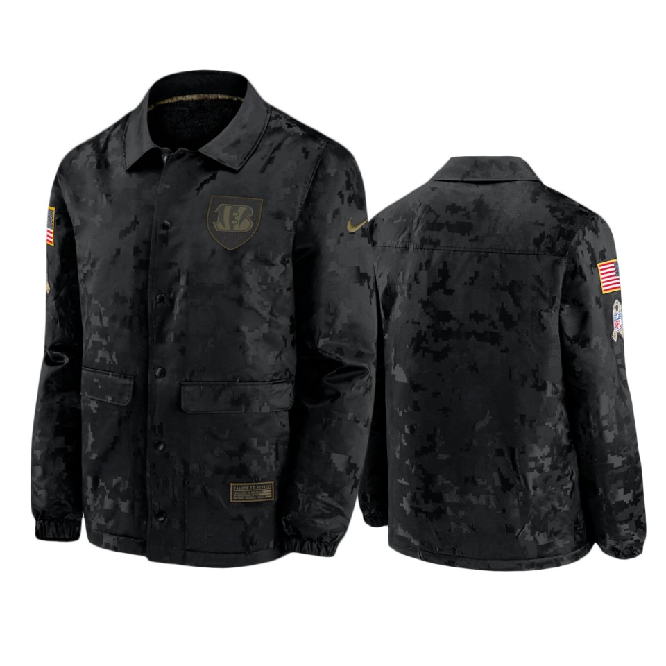 men's bengals black 2020 salute to service sideline satin jacket