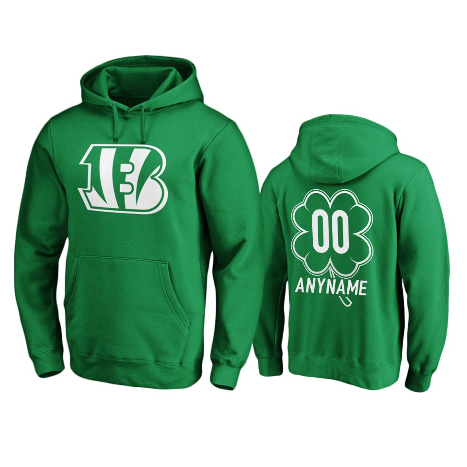men's bengals custom green st. patrick's day white logo hoodie