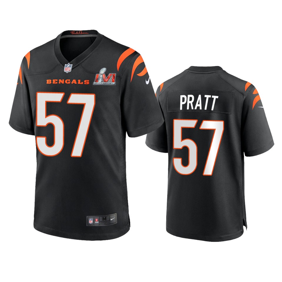 men's bengals germaine pratt black super bowl lvi game jersey