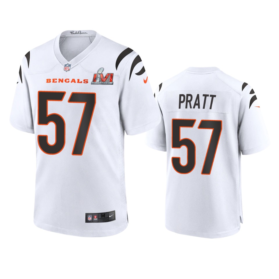 men's bengals germaine pratt white super bowl lvi game jersey