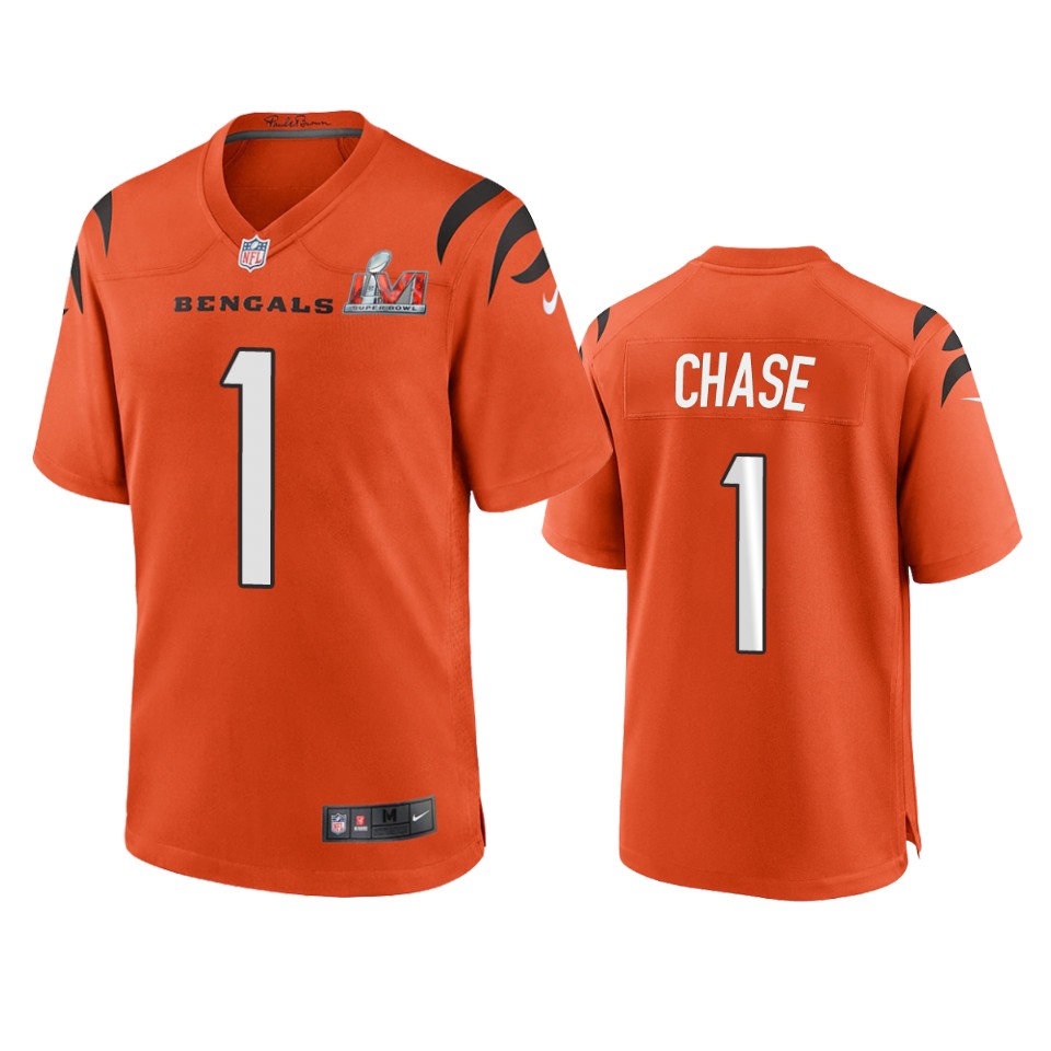 men's bengals ja'marr chase orange super bowl lvi game jersey
