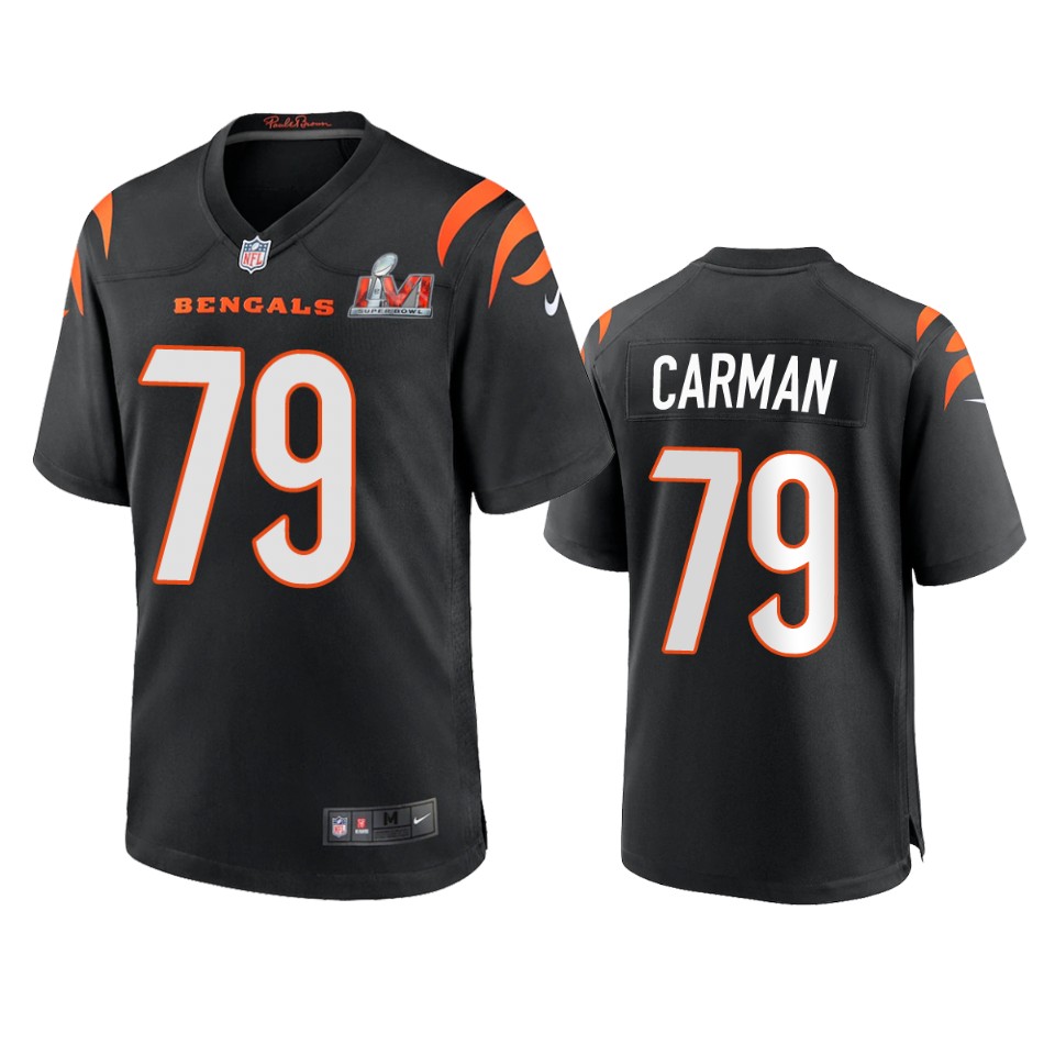 men's bengals jackson carman black super bowl lvi game jersey