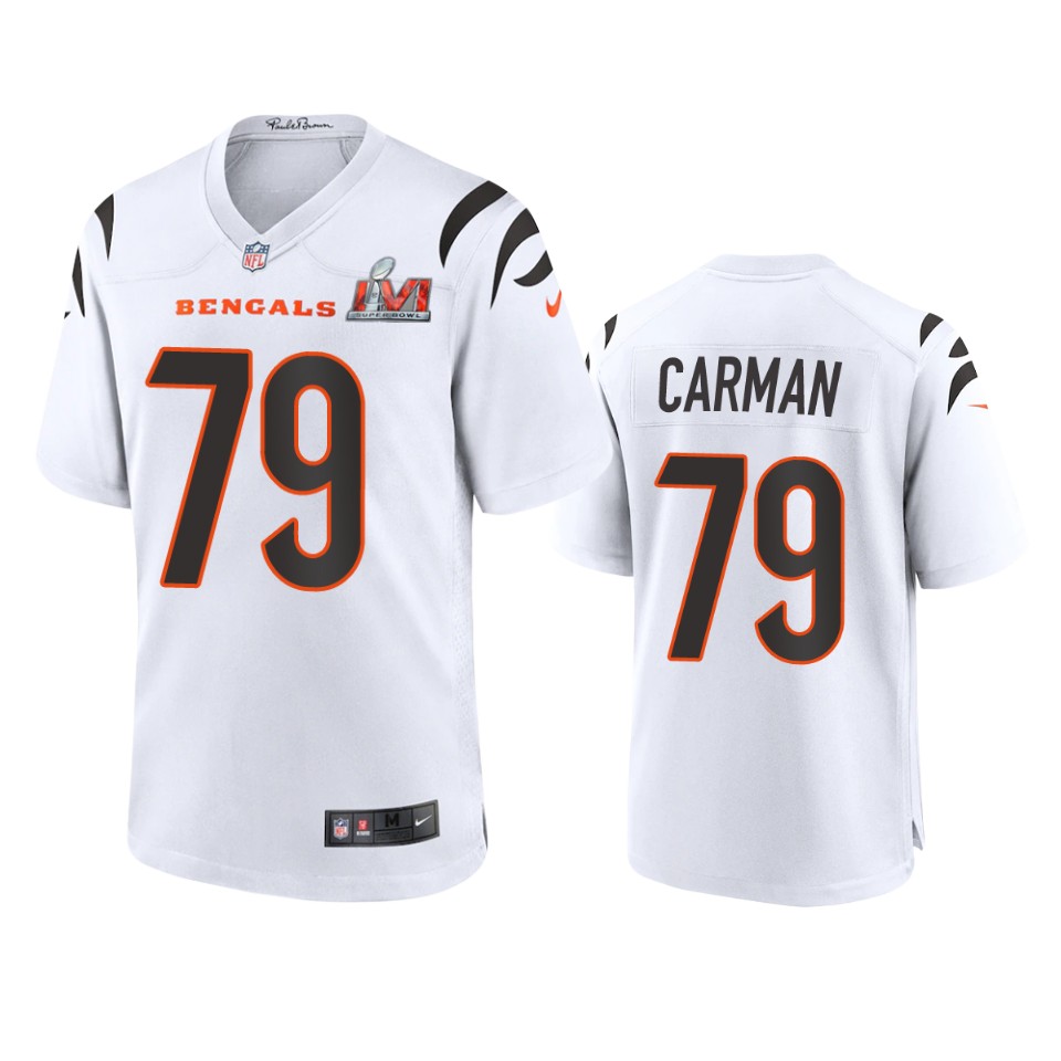 men's bengals jackson carman white super bowl lvi game jersey