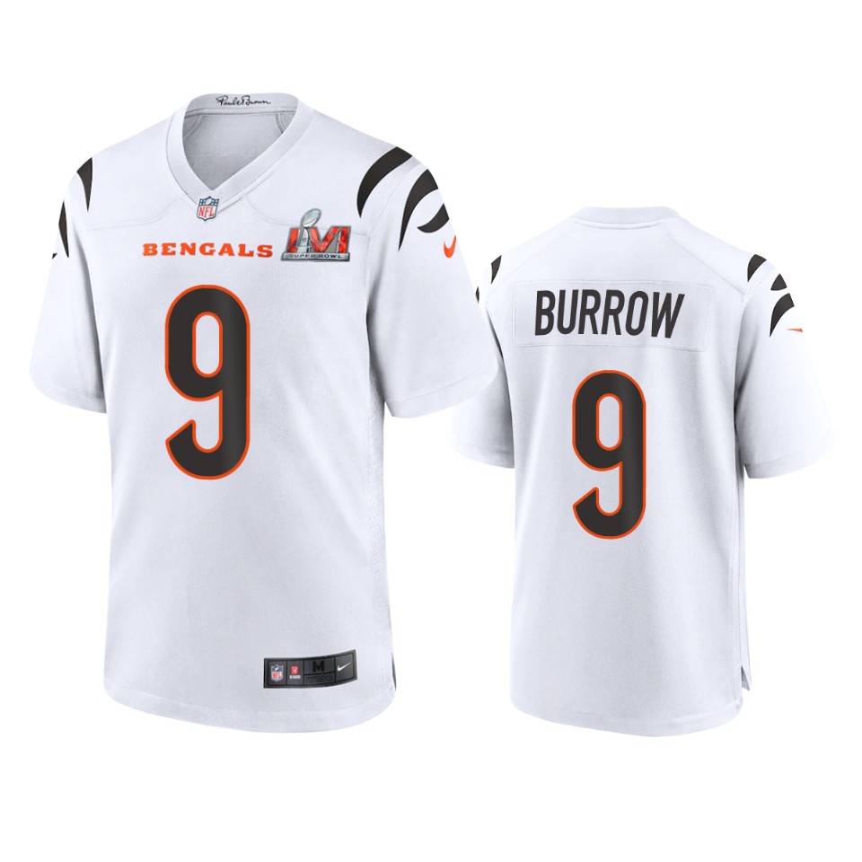 men's bengals joe burrow white super bowl lvi game jersey