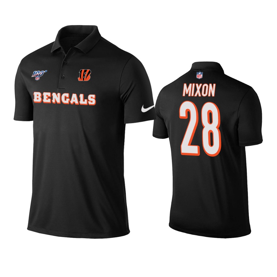 men's bengals joe mixon black 100th season polo