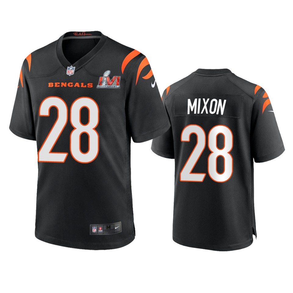 men's bengals joe mixon black super bowl lvi game jersey