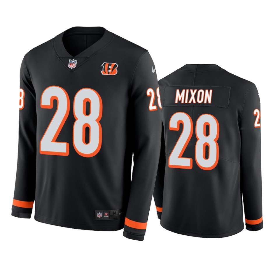 men's bengals joe mixon black therma long sleeve jersey