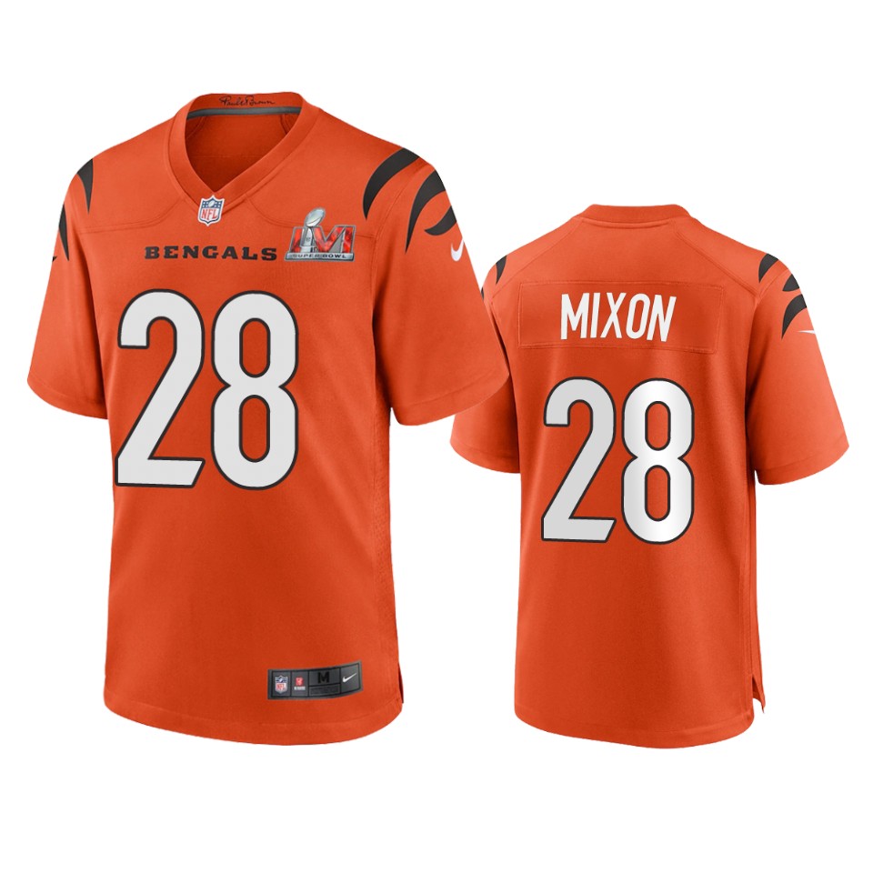 men's bengals joe mixon orange super bowl lvi game jersey