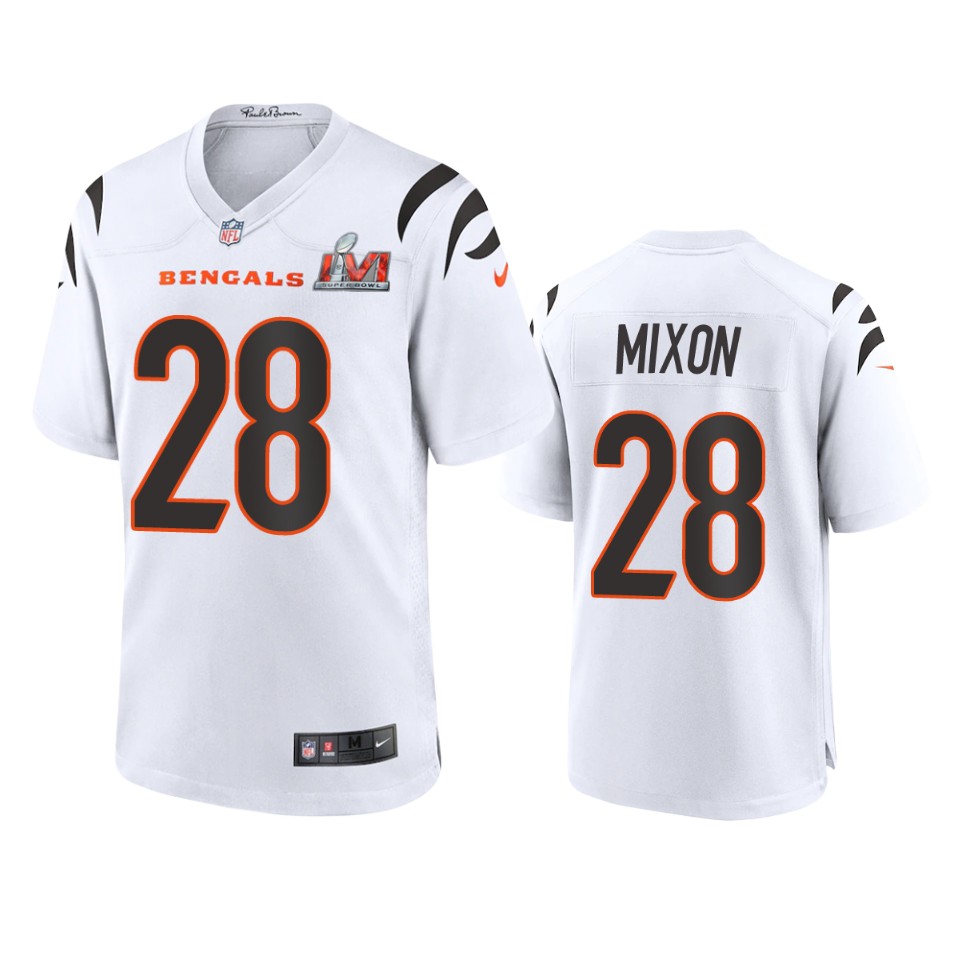 men's bengals joe mixon white super bowl lvi game jersey