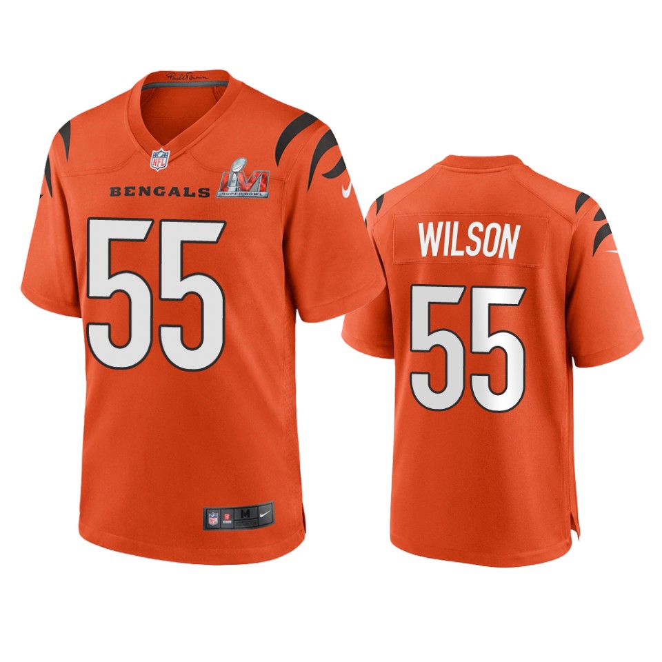 men's bengals logan wilson orange super bowl lvi game jersey