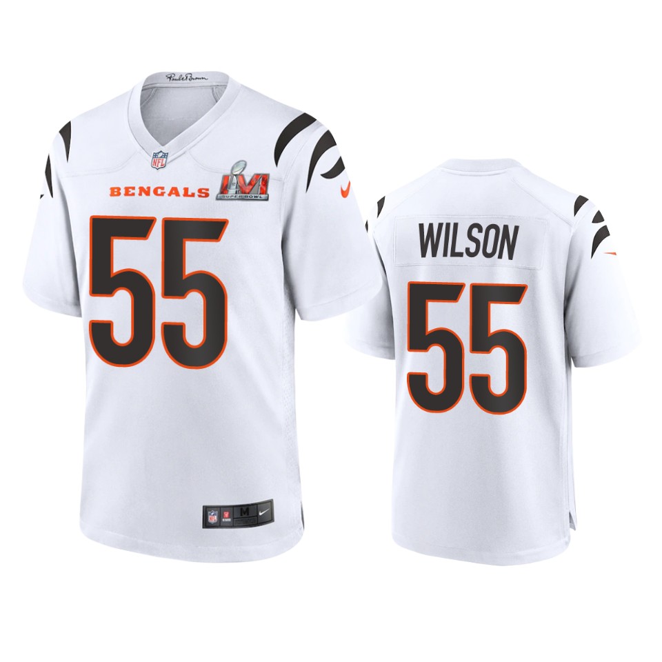 men's bengals logan wilson white super bowl lvi game jersey