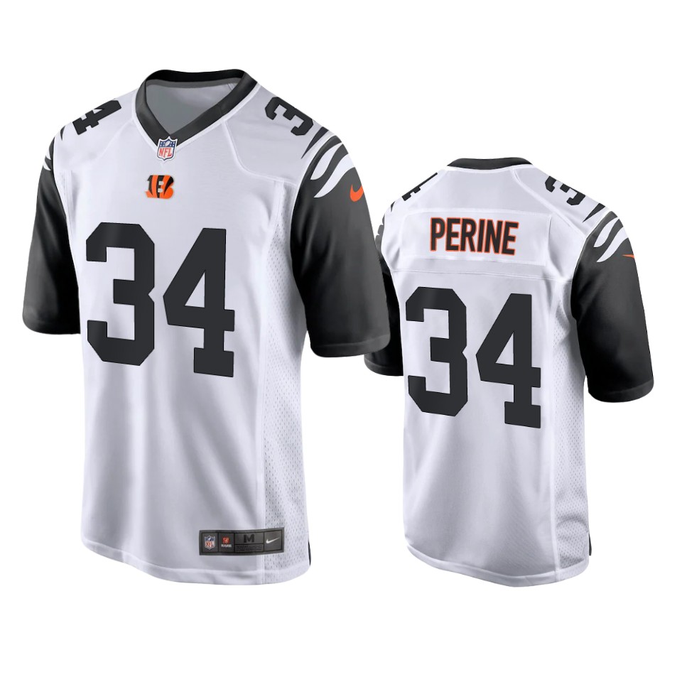 men's bengals samaje perine white 2021 alternate game jersey