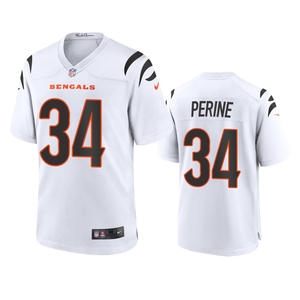 men's bengals samaje perine white 2021 game jersey