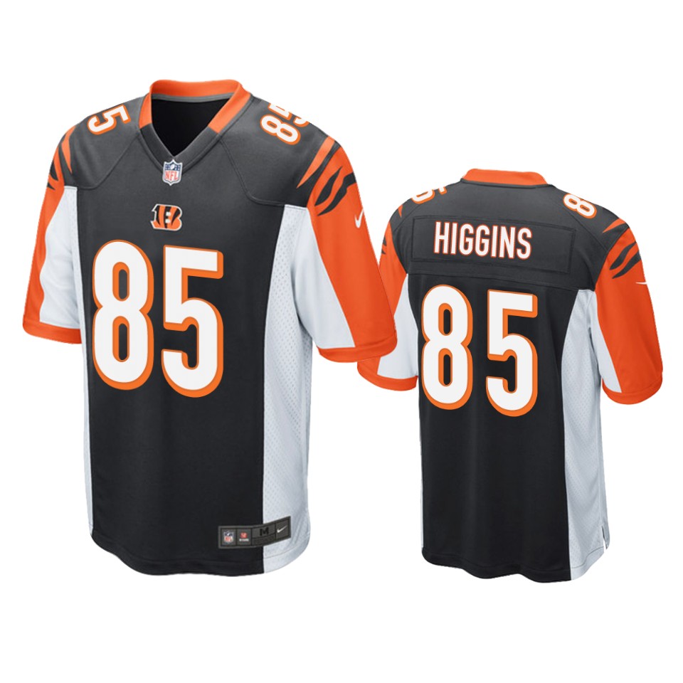 men's bengals tee higgins black game jersey