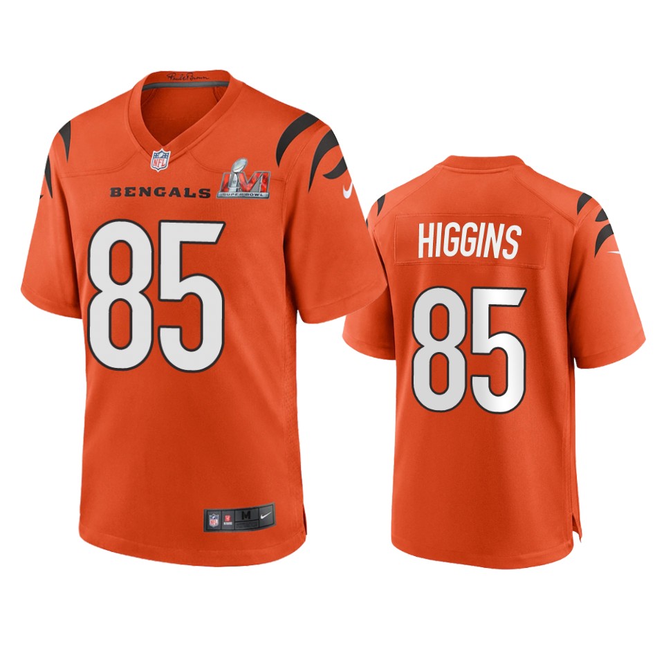 men's bengals tee higgins orange super bowl lvi game jersey