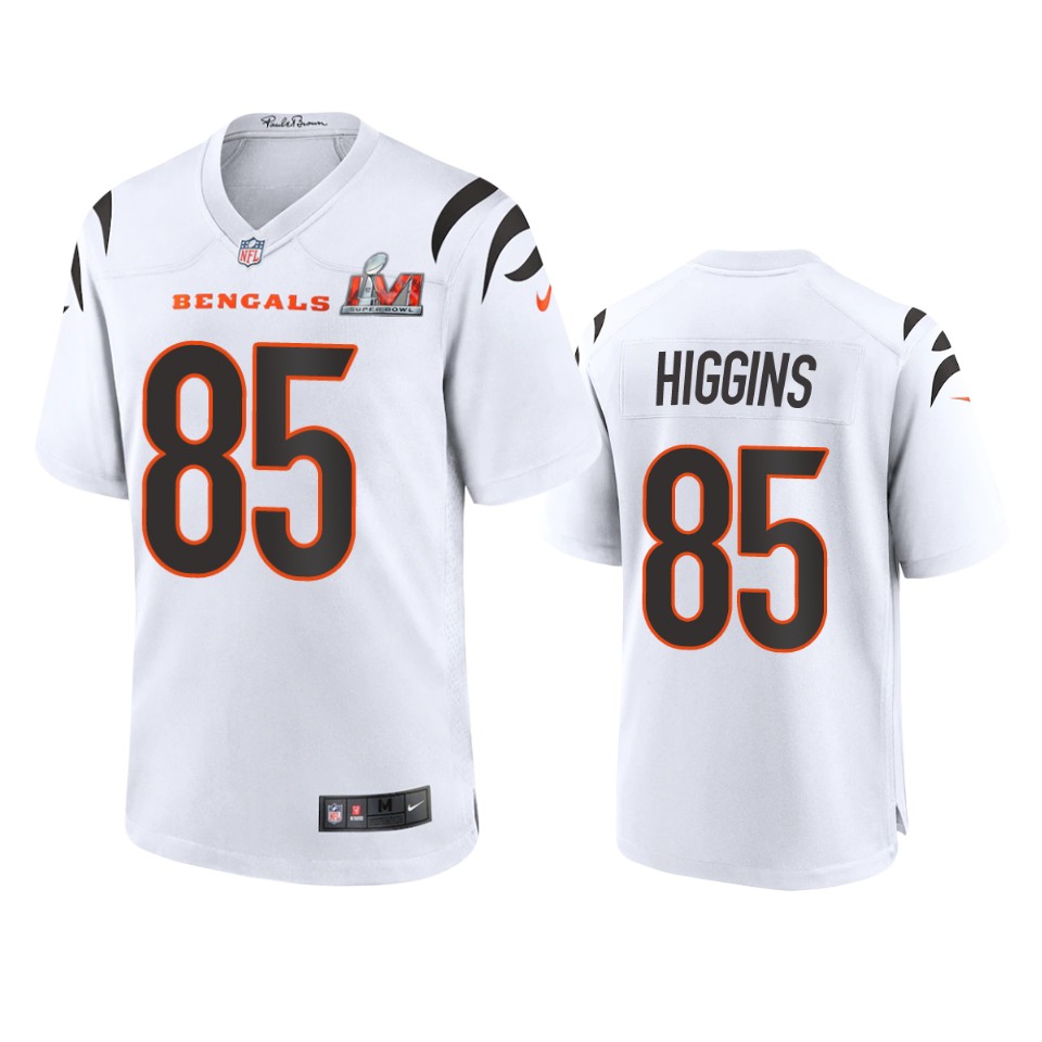 men's bengals tee higgins white super bowl lvi game jersey