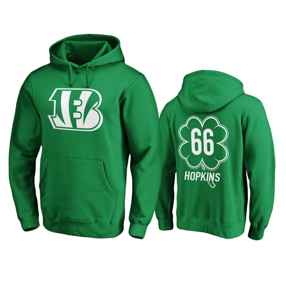 men's bengals trey hopkins green st. patrick's day white logo hoodie