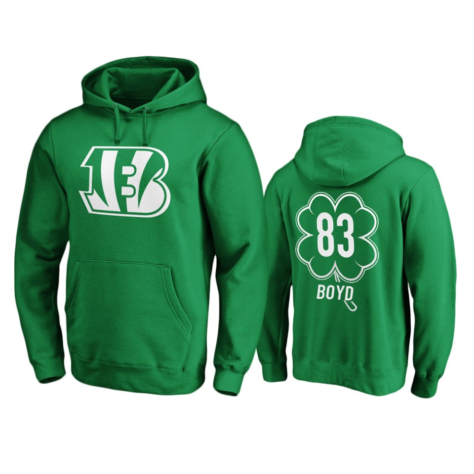 men's bengals tyler boyd green st. patrick's day white logo hoodie