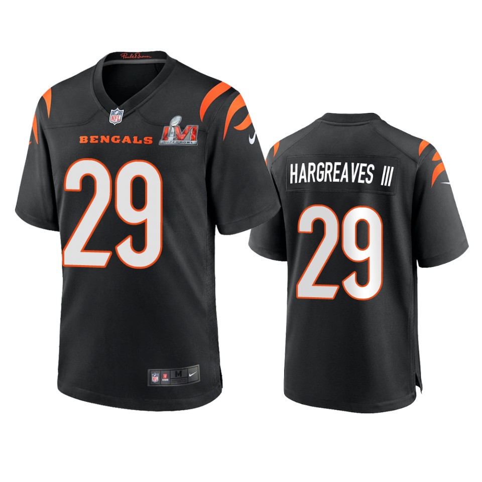 men's bengals vernon hargreaves iii black super bowl lvi game jersey