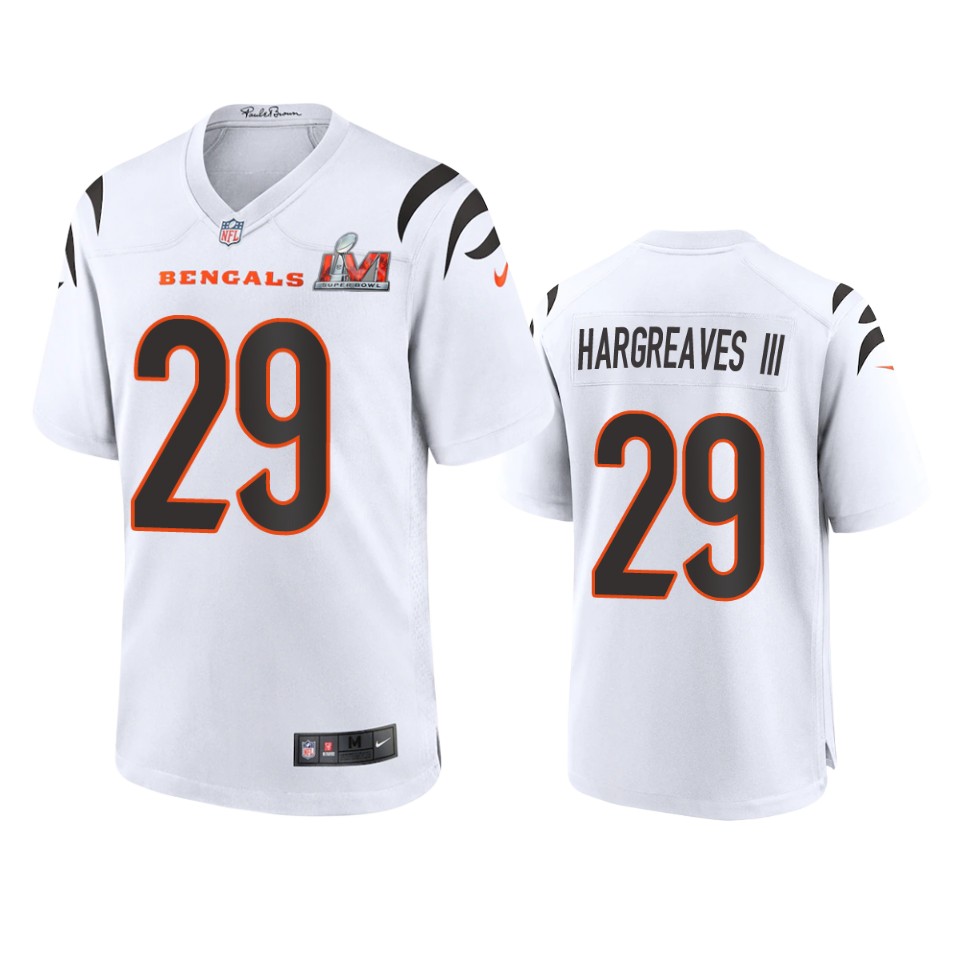 men's bengals vernon hargreaves iii white super bowl lvi game jersey