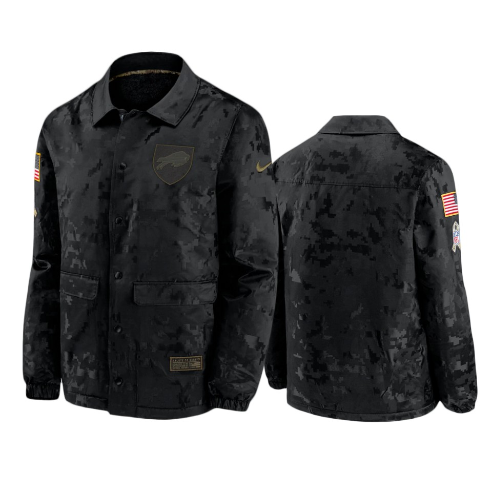 men's bills black 2020 salute to service sideline satin jacket