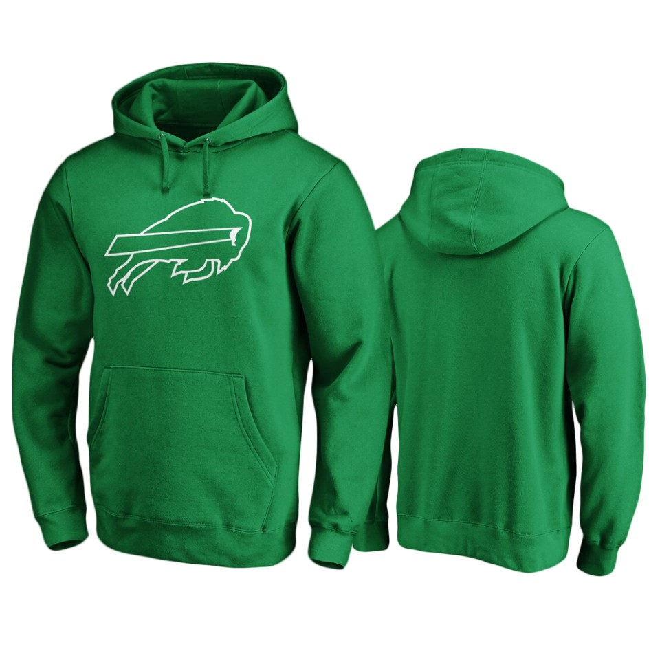 men's bills green st. patrick's day white logo hoodie