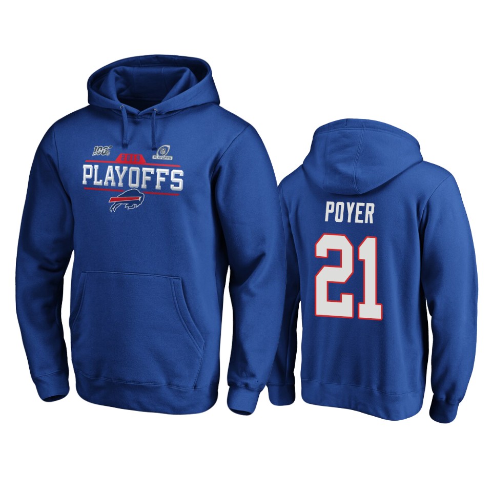 men's bills jordan poyer royal 2019 nfl playoffs chip shot pullover hoodie