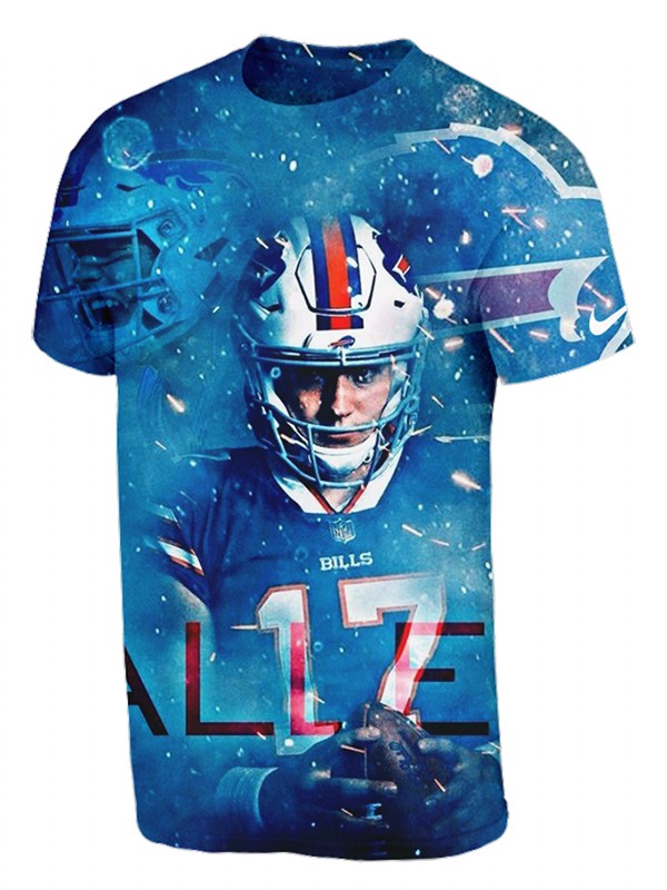 men's bills josh allen 3d printed black player graphic t shirt