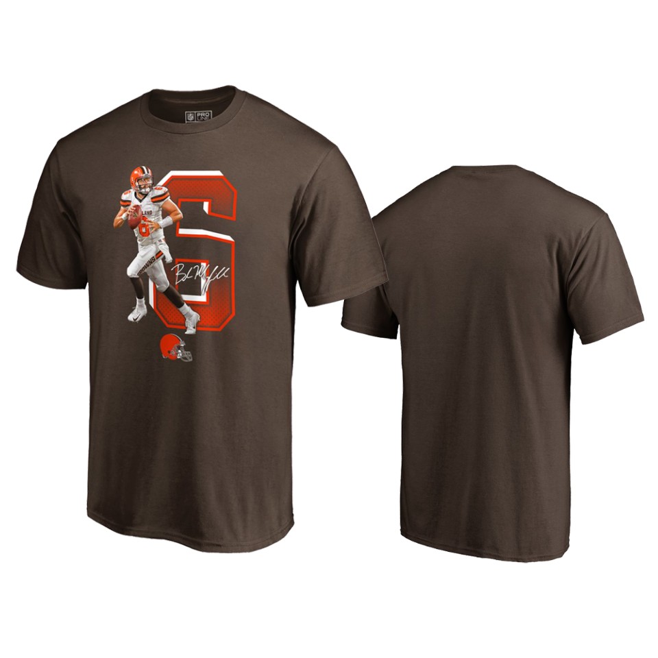 men's browns baker mayfield brown player graphic t shirt