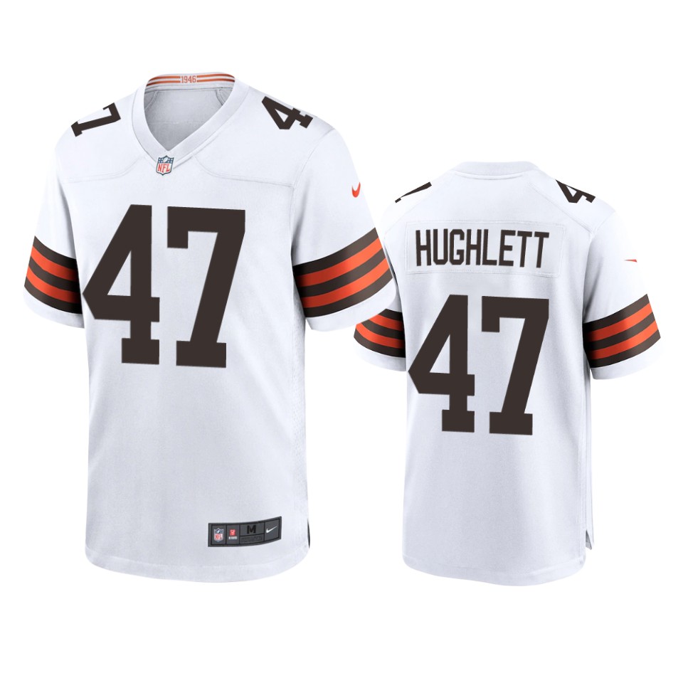 men's browns charley hughlett white 2020 game jersey