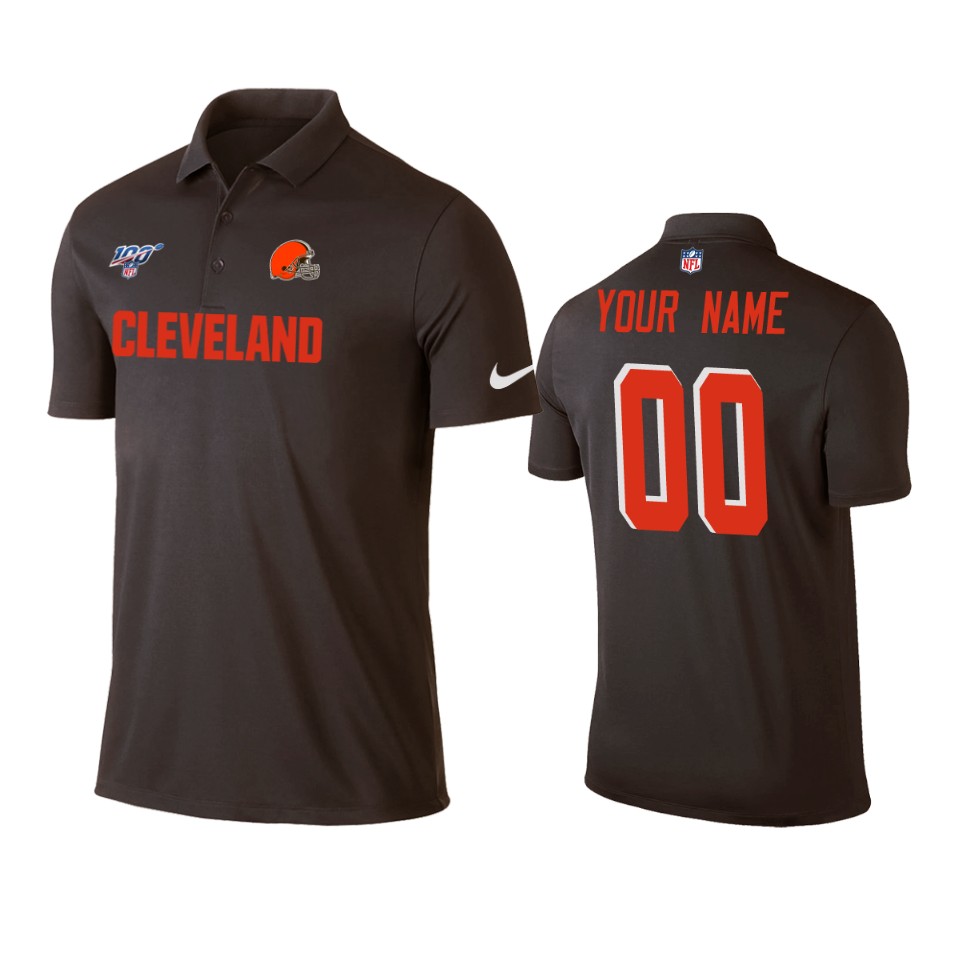men's browns custom brown 100th season polo