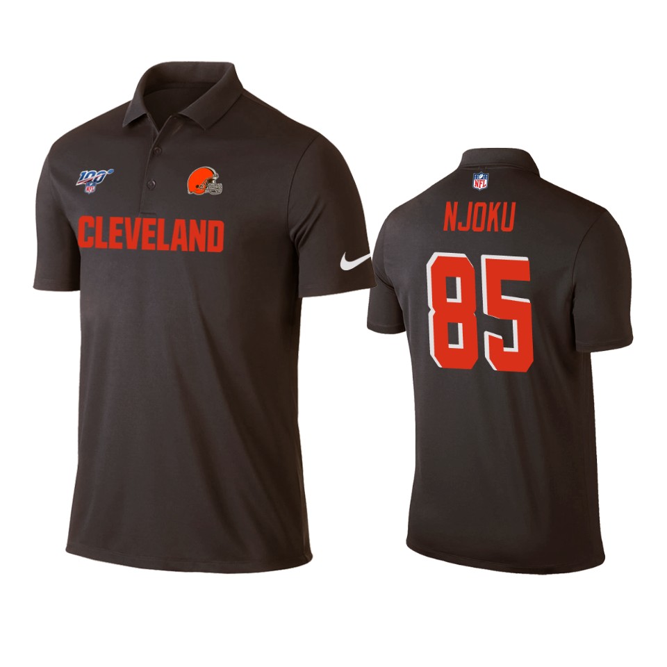 men's browns david njoku brown 100th season polo